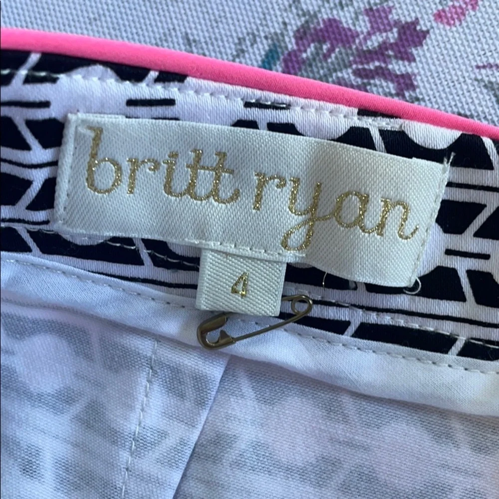 Britt Ryan mini skirt, black white, size 4, pink details.